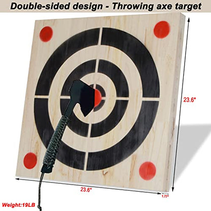 Heavy Wooden Axe Throwing Target & Flying Knife Throwing Target with Handles