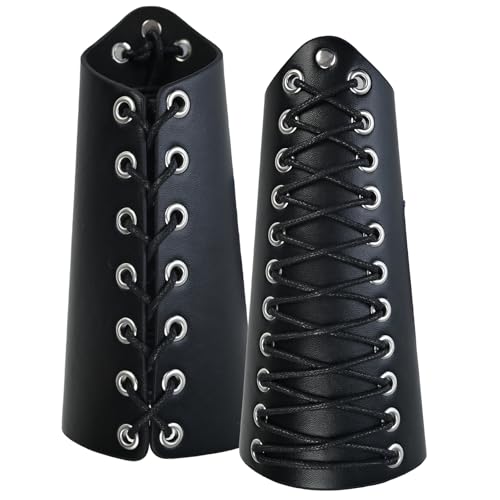 1 Pair Leather Arm Guards Medieval Accessories for Theme Activity - color: Black-02