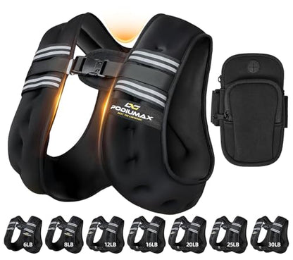 PodiuMax Weighted Vest for Women, Comfort-Fit with Adjustable Straps & Phone Bag, 6/8/12/16/20/25/30LB Womens Weighted Vest for Faster Weight Loss, Walking Strength Training Running - size: 6LB