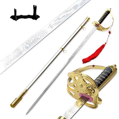 37.8" Stainless Steel Eagle Head Straight Ceremonial Sword,European Honor Guard Parade Sword,Unsharpened Drill Saber - style: B