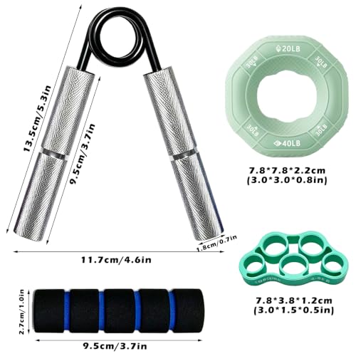 Grip Strength Trainer Set, 50-300LB Grip Strength Trainer, Finger Exerciser, Forearm Strengthener 15-Piece Kit With Hand Forearm strengthener 12 Pack - Hand Grip Strengthener Targeted Strength, Relief & Recovery