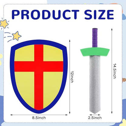 6 Set Foam Sword and Shield for Kids Medieval Knight Joust Set