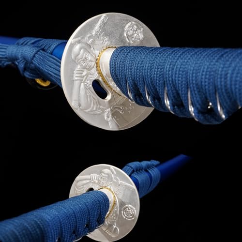 1045/1060 high Carbon Steel Full Hand Forged Traditional, Katana Sword Hademade Heat Tempered ，Japanese Samurai Swords ，Full Tang,Functional,Black - color: blue-duilong