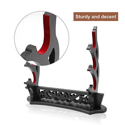 Saihisday Sword Stand Vine Katana Stand Three-Tier Sword Holder with Padded for Japanese Samurai Sword Display Tanto Rapier Light Saber, Black Lacquer Finish - size: 3-Tier