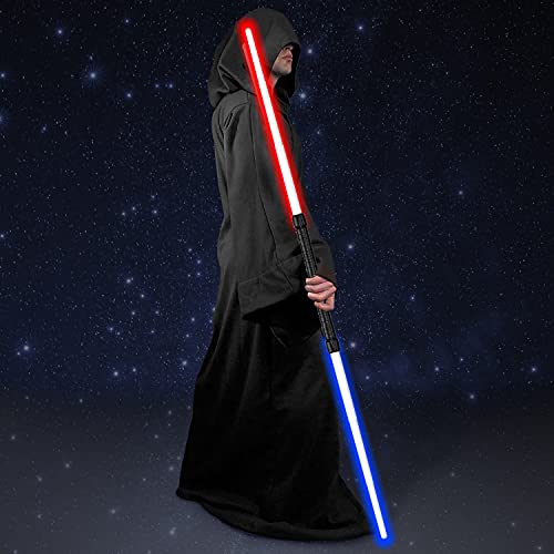 Light Saber, Light Sabers for Kids with FX Sound, 2 in 1 Expandable Light Swords Gift Set for Birthday, Halloween Party, Galaxy War Fighters and Warriors