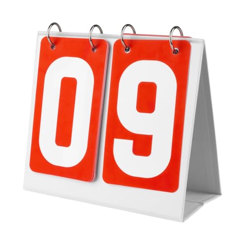 GOGO Scoreboard Flip Score Keeper Bulk, Portable Scoreboard Up to 99 - color: Red Card