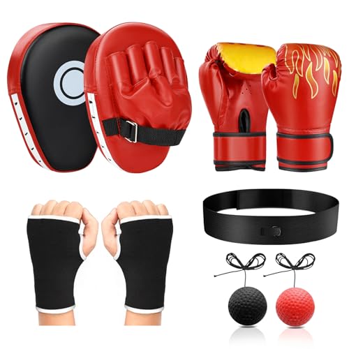 4-in-1 Boxing Gloves and Punching Mitts Set for Boys & Girls