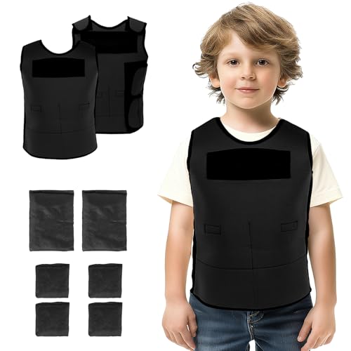 Weighted Vest for Kids | Adjustable Neoprene Sensory Compression Vest - color: Black, size: M