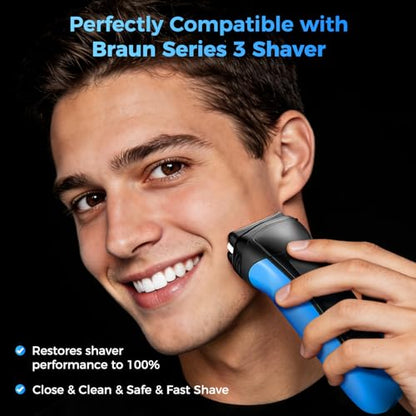 Shaver Replacement Head for Braun Series 3, 32B Pro Skin Electric Shavers Head Wet and Dry Foil Compatible with Razor 3040s, 3000s, 3010s, 3050cc, 3070cc, 3080s, 3090cc (Black)
