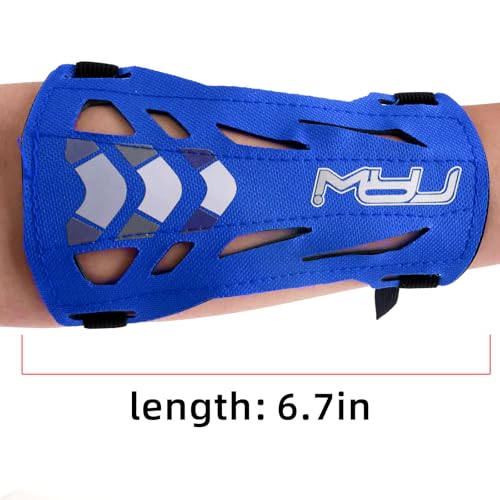 11.2in Long/6.7in Short Armguard Professional Competition Archery Bow Range with 4-Strap/2-Strap Buckles Shooting Practice Guard Nylon Carbon Forearm Protector Arm Guard - size: Blue Shorts