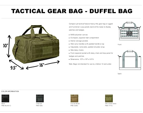 Tactical Gear bag Heavy Duty Duffel Gym bag/Tactical Backpack Custom Embroidered with your own text (Coyote Brown) - color: Coyote Brown