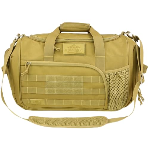 APRlLBAY Gym Bag Large Size 43L Training Bag Traveling With Luggage Strap Equipment Bag Tactical Military Duffel for Men&Women Basketball Football Weekender,Sports Bag Sturdy (Khaki) - color: Khaki