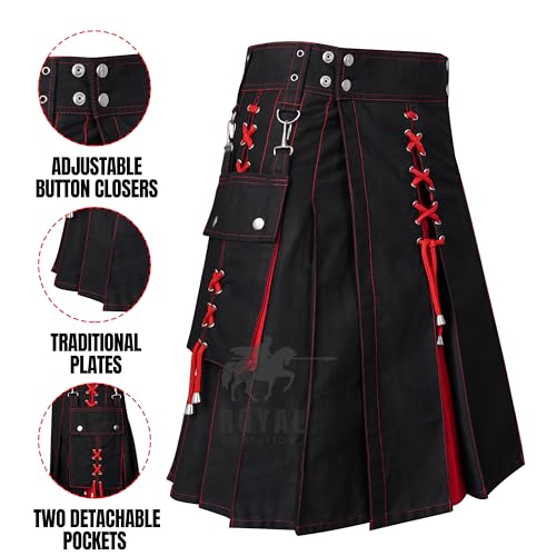 Men's Scottish Utility Kilt Modern Two Tone Cotton Sports Kilts - size: 54