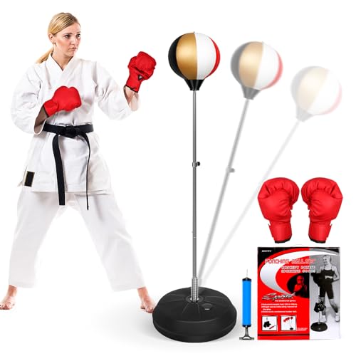 INNOLIFE Fitness Reflex Bag, Boxing Bag for Adults and Teens - color: Gold White Red Blacl