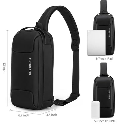 Kingsons Sling Crossbody Bag for Men Chest Shoulder Backpack Casual Daypack - color: Ks3288w-a