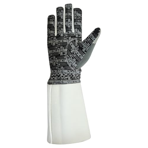 Fencing Glove High Performance Padded, Washable Amara Synthetic Leather, Real Leather for Foil, Epee & Saber, Silicoated Palm Back Neoprene Padded, 350N Cuff Protective Glove. - size: Large