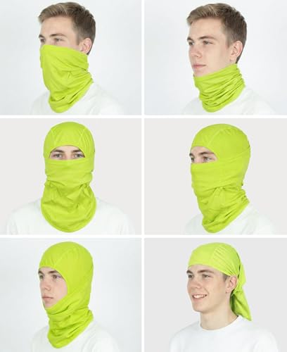 BOCOMAL FR Balaclava with Face Mask Flame Resistant 5.5oz Lightweight 100%C - color: Heather Yellow
