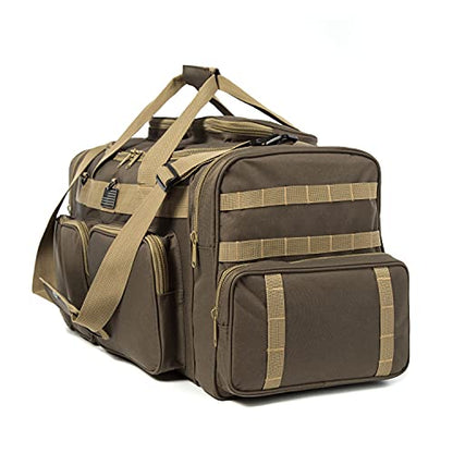 Heavy Duty Range Duffel Quality Tactical Gear Travel Sports Equipment Gym Bag Lockable Zippers with US Flag Patch (33" Khaki) - size: 33" Khaki