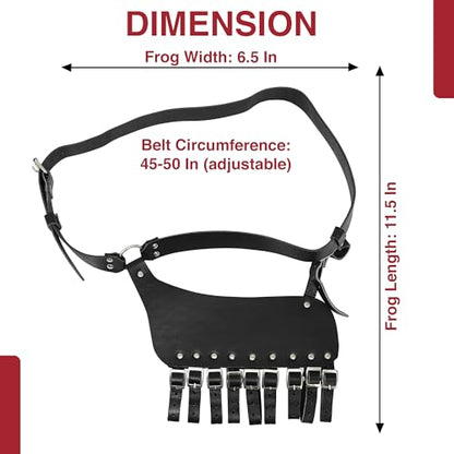 Armory Replicas Handcrafted Rigid Nature Right-Handed Leather Rapier Sword Frog Belt with Adjustable Fit - color: Black