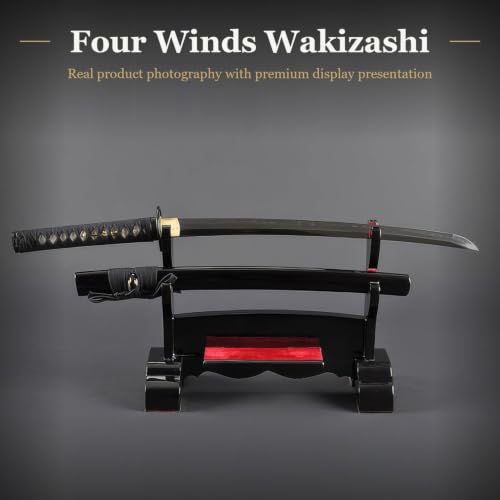 Hand Forged Wakizashi, Full Tang Heat-Tempered Japanese Short Sword - color: Iron-641