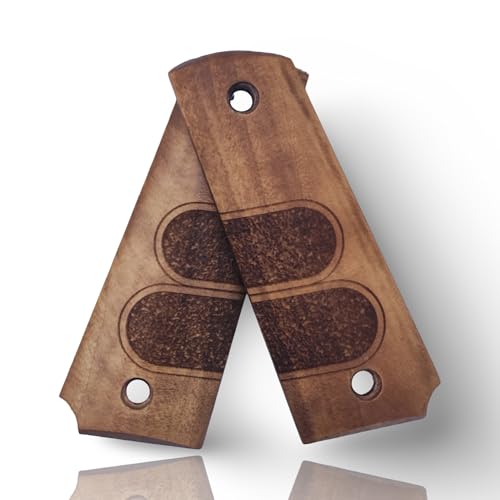 Art Series 1911 Pistol Grips – Handcrafted Walnut Wood Panels with Unique Engraved Designs | Oil Finish | Fits Full-Size 1911 Clones - color: Twin Fields