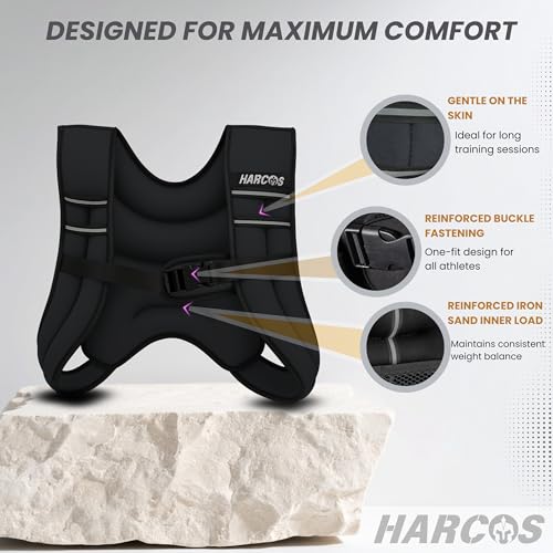 HARCOS Weighted Vest, 6lb/8lb/12lb/16lb/20lb/25lb/30lb Weight Vest with Reflective Stripe for Workout, Strength Training, Running, Fitness, Muscle Building, Weight Loss, Weightlifting - size: 8 lb
