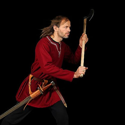 Mythrojan Medieval Sword Frog Adventurer with Leather Holder for Universal Rapier, Broadsword, Cutlass - style: Large Left Handed - Natural (10" x 10")
