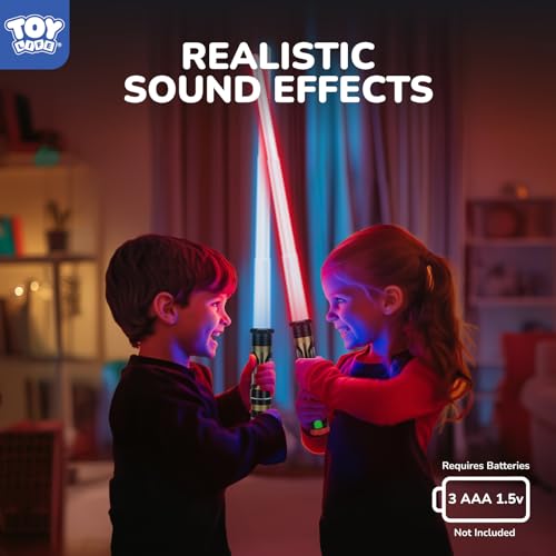 TOY Life 2 Pack Dark Saber Light a Saber for Kids Light up Sword LED Lightsavers Inquisitor Light Up Swords for Kids Sable de Luz Sound Retractable Attachable - style: 2-Pack
