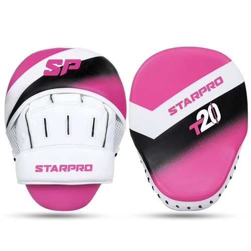Starpro Boxing Pads – Ventilated Hook & Jab Training Mitts for Muay Thai Kickboxing MMA - color: Shock Pink