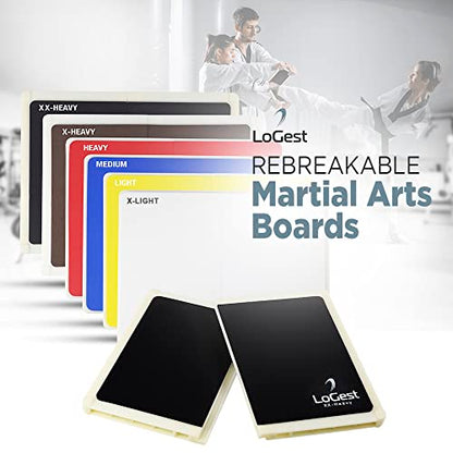 Logest Rebreakable Boards Martial Arts - Taekwondo Karate MMA Boards - Reusable Plastic Training Breaking Boards for Kids & Adults Available in 6 Levels of Difficulty Taekwondo Boards for Breaking - color: White - X-light