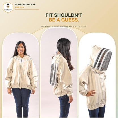 Natural Canvas Bee Jacket with Fencing Veil Hood & Gloves - size: Large