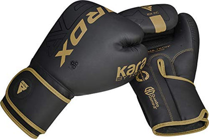 RDX Boxing Gloves, Pro Training Sparring, Maya Hide Leather, Muay Thai MMA Kickboxing, Men Women Adult, Heavy Punching Bag Focus Mitts Pads Workout, Ventilated Palm, Multi Layered, 8 10 12 14 16 18 Oz - color: GOLDEN, size: 10 OZ