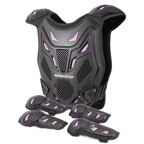 Kids Dirt Bike Gear, Motocross Adjustable Armor Body Guard Vest Suit (Pink) - color: Pink