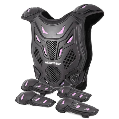Kids Dirt Bike Gear, Motocross Adjustable Armor Body Guard Vest Suit (Pink) - color: Pink