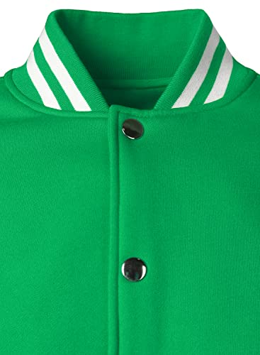 HOOD CREW Man’s Varsity Jacket Cotton Blend Letterman Jackets - color: Green, size: XX-Large
