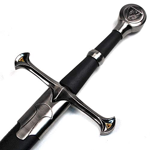 Ace Martial Arts Supply 36" Medieval Knight Arming Sword with Scabbard – Unsharpened Stainless Steel for Cosplay & Display - color: Lion W/ FROG BELT