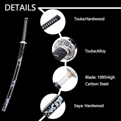 Handmade Sharp Katana, Traditional Clay Tempered 1060/9260/T10 Steel, Full Tang Real Katana Sword, Authentic Japanese Craft Samurai Sword - color: Ink-Black