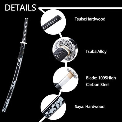Handmade Sharp Katana, Traditional Clay Tempered 1060/9260/T10 Steel, Full Tang Real Katana Sword, Authentic Japanese Craft Samurai Sword - color: Ink-Black