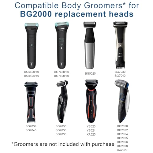 BG2000 Replacement Head for Philips Norelco Bodygroom 7000 & 5000, 2-Piece