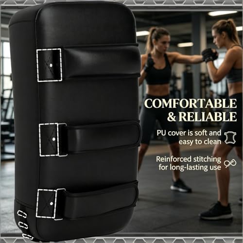FOWE Kicking Strike Shield 16.5" x 8.7" x 3.5", Curved Punching Pad with Foam Padding & Adjustable Straps, for Martial Arts Sparring