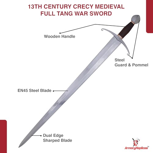 Armory Replicas™ Medieval Hand Forged Knight Sword EN45 Carbon Steel Full Tang with Scabbard - style: Hand Forged Double Edge Sword