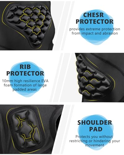 Youth Padded Compression Shirt Vest Rib Chest Protector Football Baseball - color: Black-white, size: Small