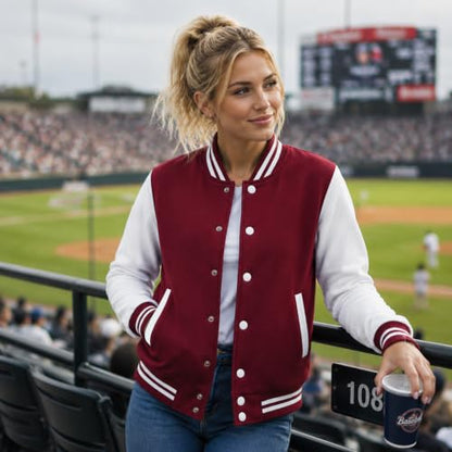 babyhealthy Men's Women's Varsity Baseball Jacket Casual Letterman Bomber Jacket Windbreaker Lightweight Jacket Coat - color: 005 Red, size: X-Large