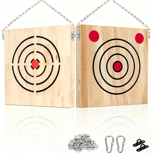 Axe Throwing Wooden Target with Handles & KnifeThrowing with Steel Chain