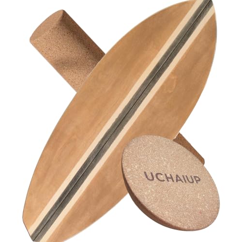 Maple Wood Balance Board with Roller and Half Ball Accessories - Dual-Mode Balance Trainer for Adults, Home Gym & Office Use, Surfboard Shape Design(31.5 x 11.8in) - color: Black coffee