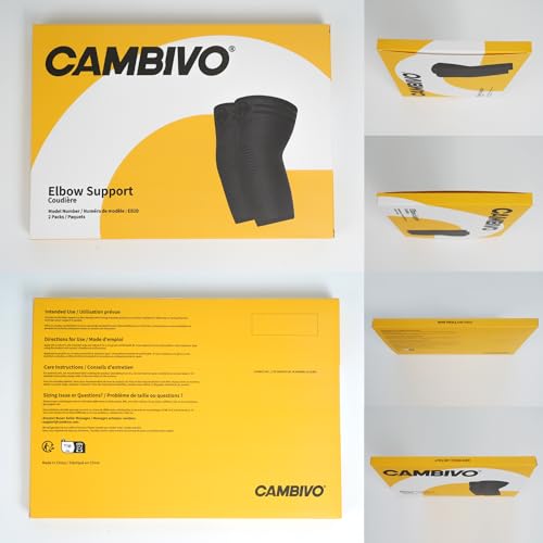 CAMBIVO 2 Pack Elbow Brace Compression Sleeve, Tennis & Golfer's Elbow - color: Black, size: Large