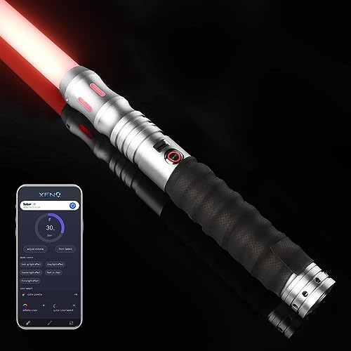 Smooth Swing Dueling Lightsabers with APP - Infinite RGB 16 Colors Changeable Light Sabers, Motion Control Metal Hilt Light Saber for Adults Teens Gift, 16 Sounds Fonts, Battery Recharge, Silver - color: Silver