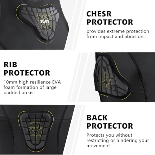 Youth Padded Compression Shirt Vest Rib Chest Protector Football Baseball - color: Padded Vest Black, size: X-Large