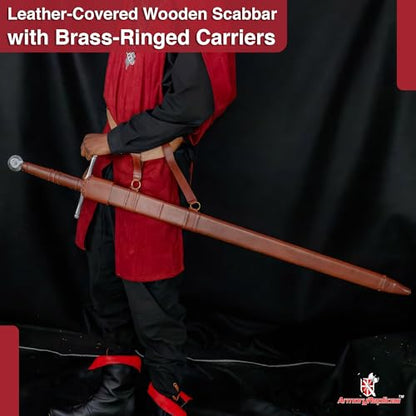 Armory Replicas™ Medieval Hand Forged Knight Sword EN45 Carbon Steel Full Tang with Scabbard - style: Two-Handed Norman Sword