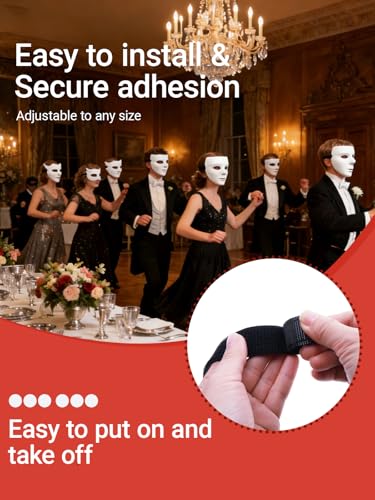 Mask Straps for Cosplay, 3 PCS Adjustable Elastic Mask Strap Kit with Strong Velcro, Fits 1-Inch Mask Holes, Back of Head Strap for Halloween Costume Masks, Sports, Face Mask Extension, Adults Teens